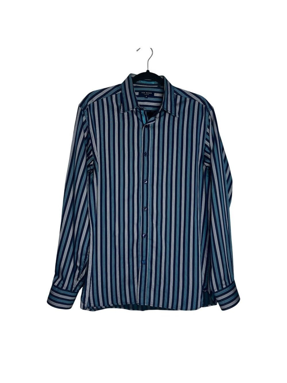 Ted Baker Striped Long Sleeve Button Up Dress Shirt Sz 3 (M)